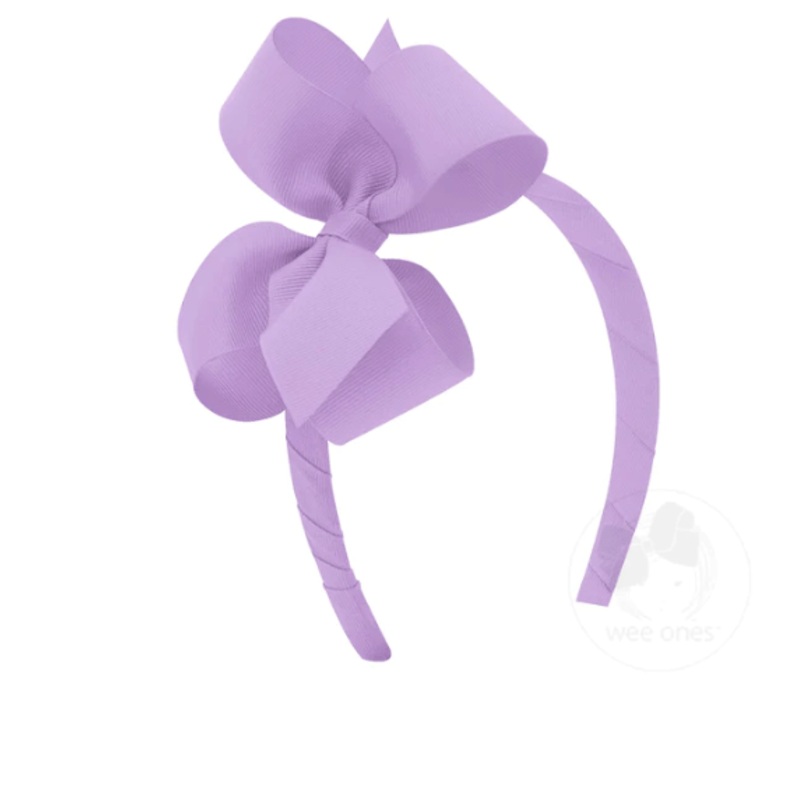 Medium Classic Grosgrain Bow on Headband – Light Orchid
