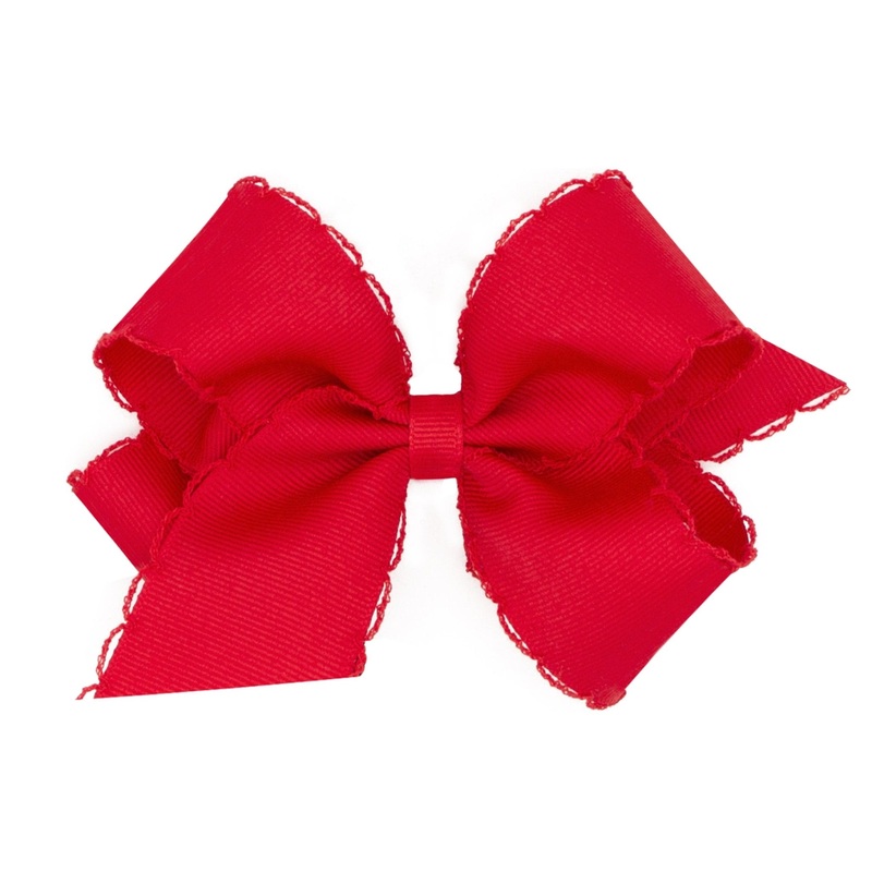 Medium Monotone Moonstitch Grosgrain Bow – Red