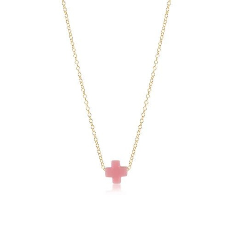 Signature Cross 16 Gold Necklace – Pink
