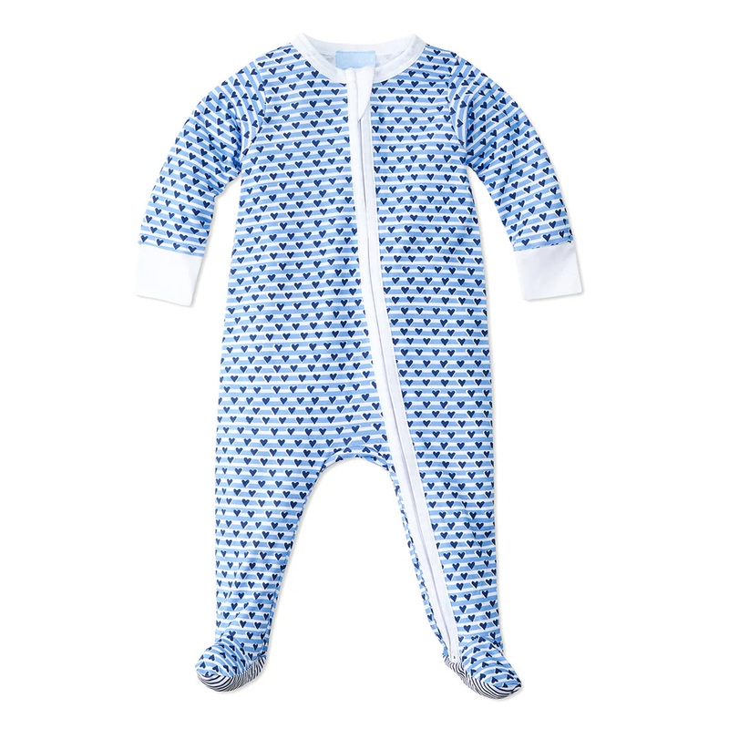 Baby Zip Onesie Chatham Blue Sailor Hearts