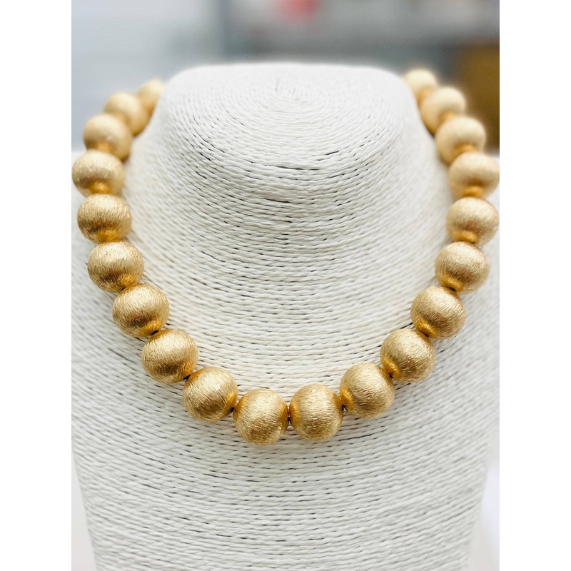 Brushed Gold Ball Necklace