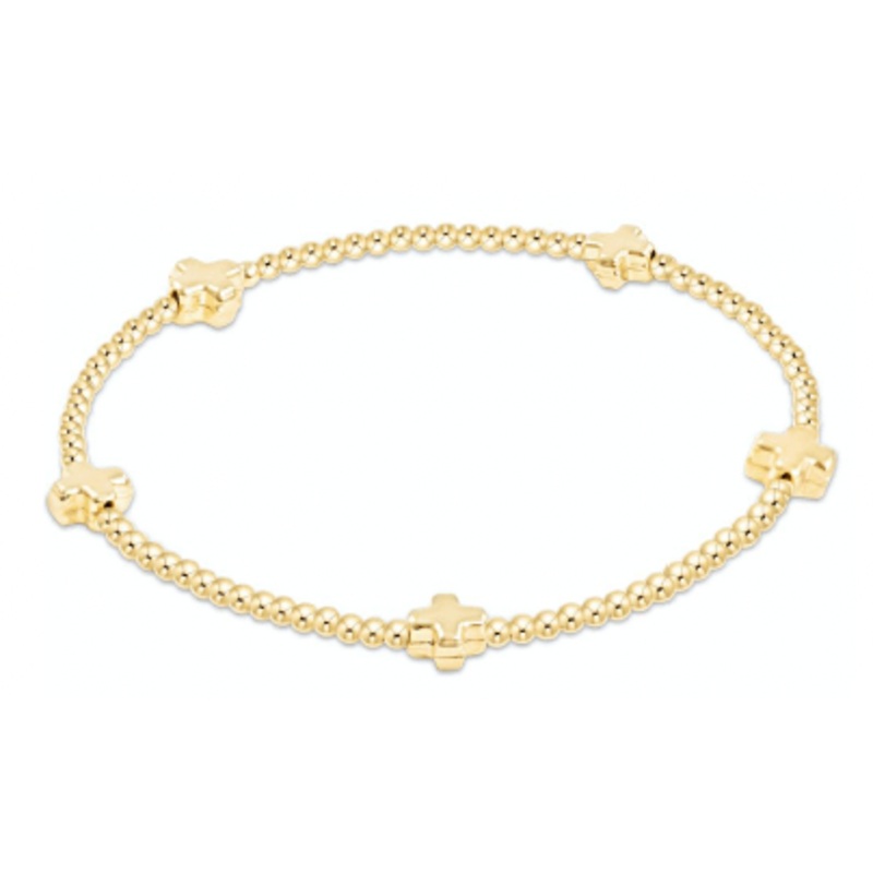 egirl Signature Cross Small Gold Pattern 2mm Bead Bracelet – Gold