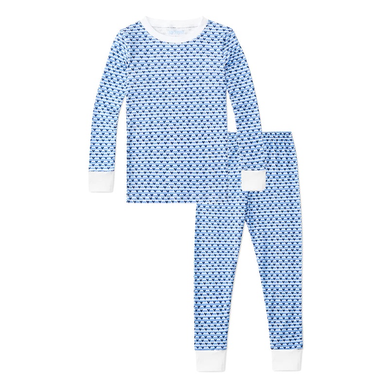 Kids Pajamas Two Piece Blue Sailor Heart