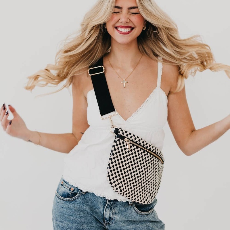 Westlyn Woven Bum Bag : Checkered Black