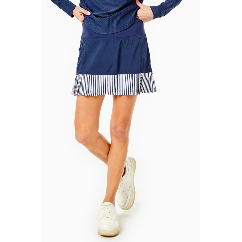 Addison Bay Court Skort Skirt in Navy/Stripe