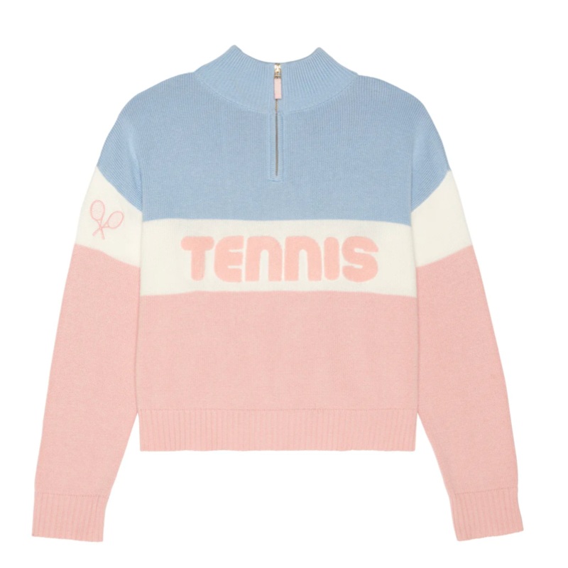 Colorblock Tennis Quarter Zip Sweater