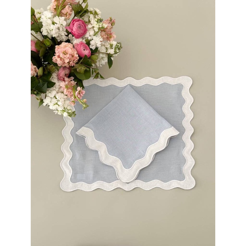 Fabric Placemats – Blue with White Ric Rac