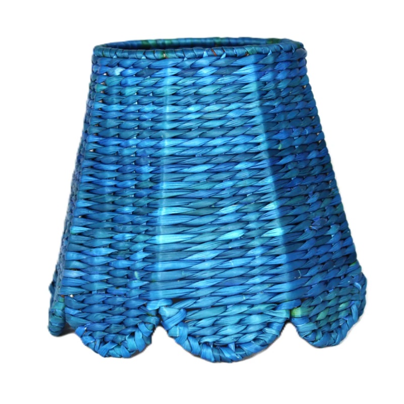Lampshade for Rechargeable Lamp –  Woven Blue Scallop