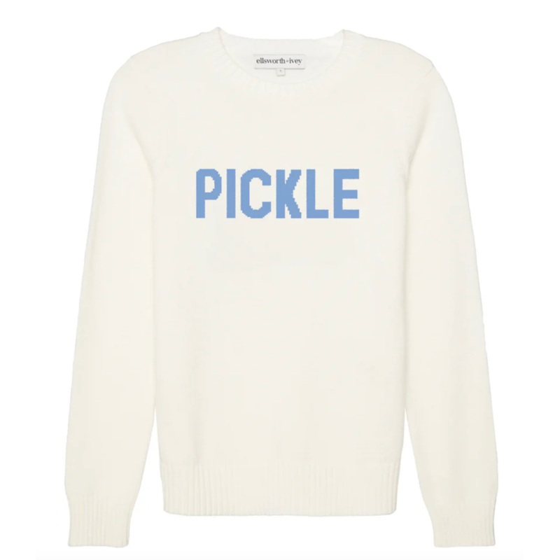 Pickle Classic Crewneck Sweater Ivory with Blue