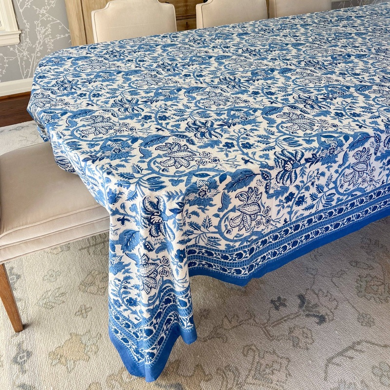 Print Round Tablecloth – Cobalt Blue