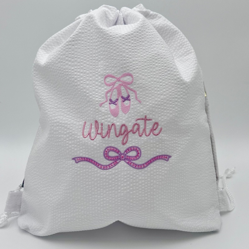 Seersucker Sling Backpack – White