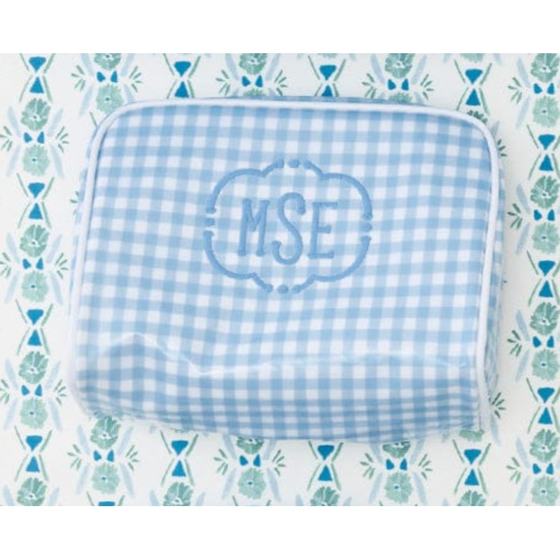 Weezie Small Toiletry Bag – Blue Gingham