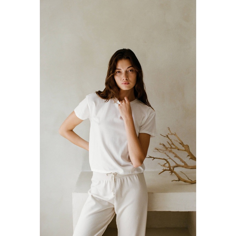 Organic Cotton Garment Dyed Crew Neck Top