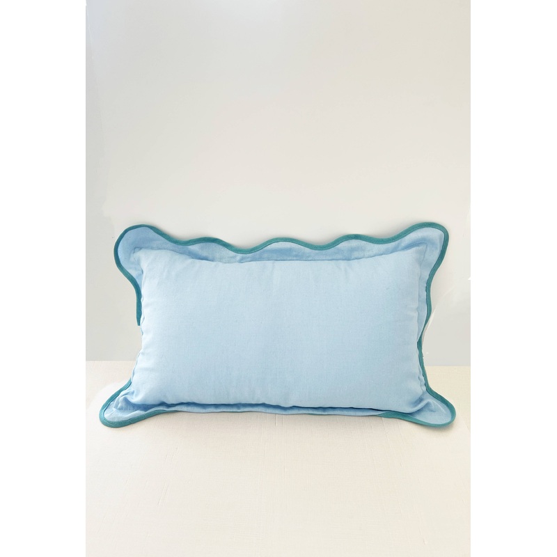 Blue Scalloped Throw Pillow Cover