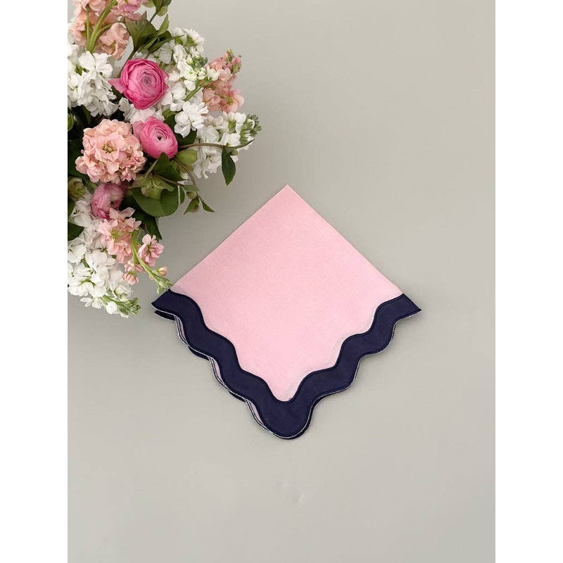 Wavy Pink with navy border