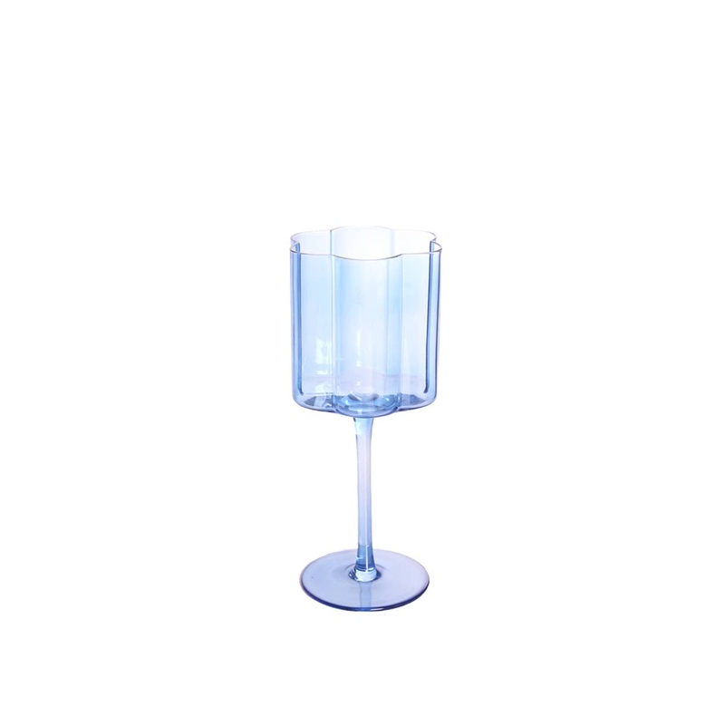 Flower Blue Crystal Wine Glass
