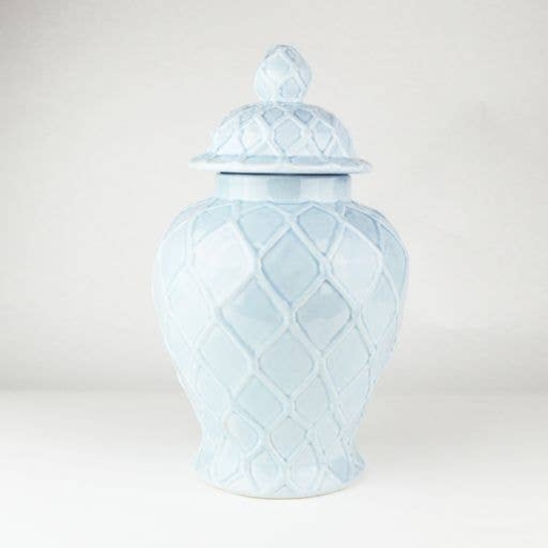 Light Blue Textured Ginger Jar – Large