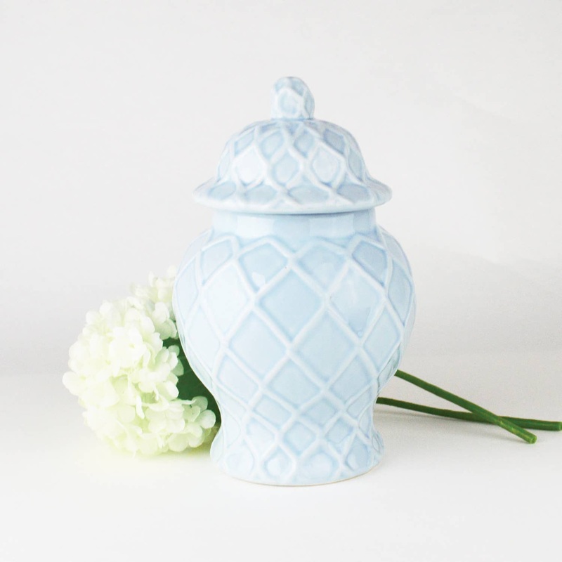 Light Blue Textured Ginger Jar – Small