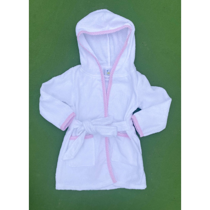 Pink Trim Towel Hoodie Robe