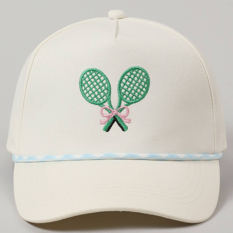 Tennis Racquets Ribbon Embroidery Trucker Hat