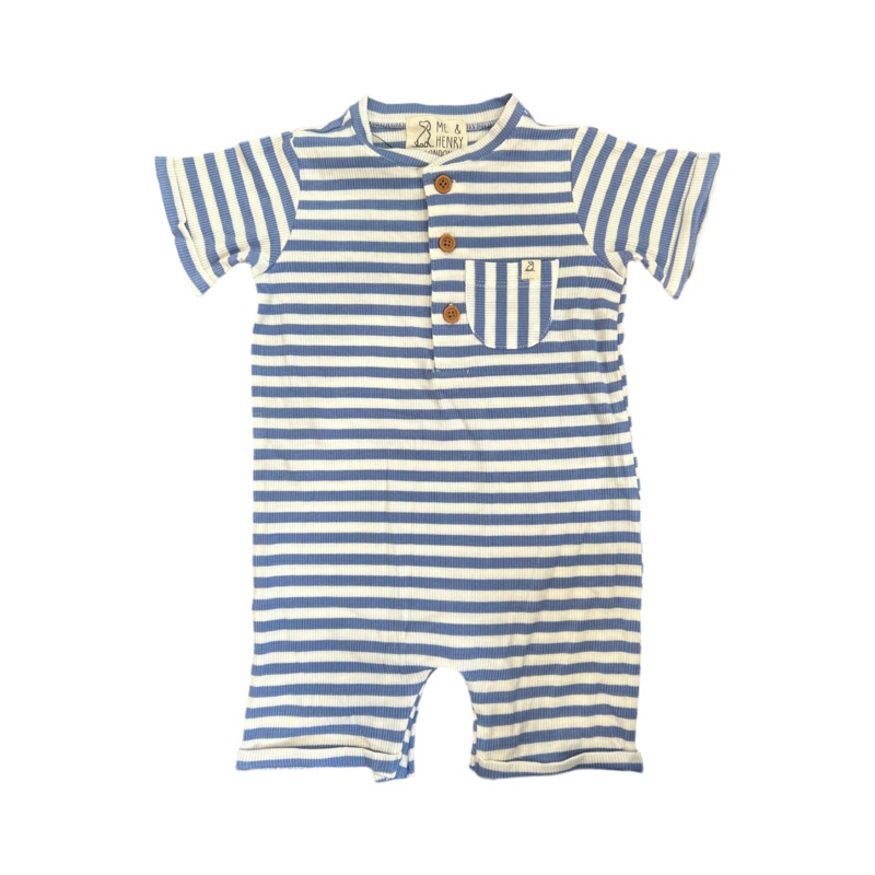 Henley Blue and White Striped Romper