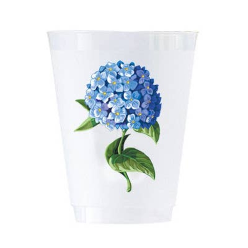 In Stock Blue Hydrangeas Shatterproof Cups | Set of 8