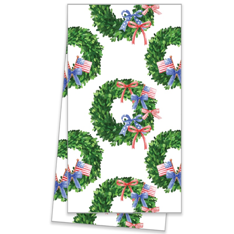 In Stock WH Hostess Cotton Tea Towel | Patriotic Wreath