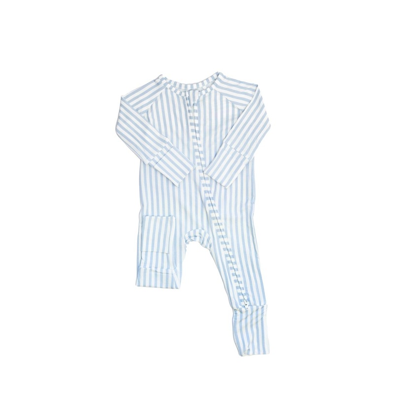Sleep Romper Pajamas – Stripe Cabana Light Blue