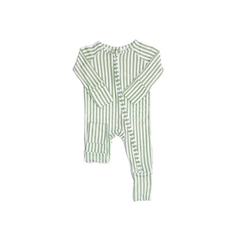 Sleep Romper Pajamas – Stripe Cabana Sage