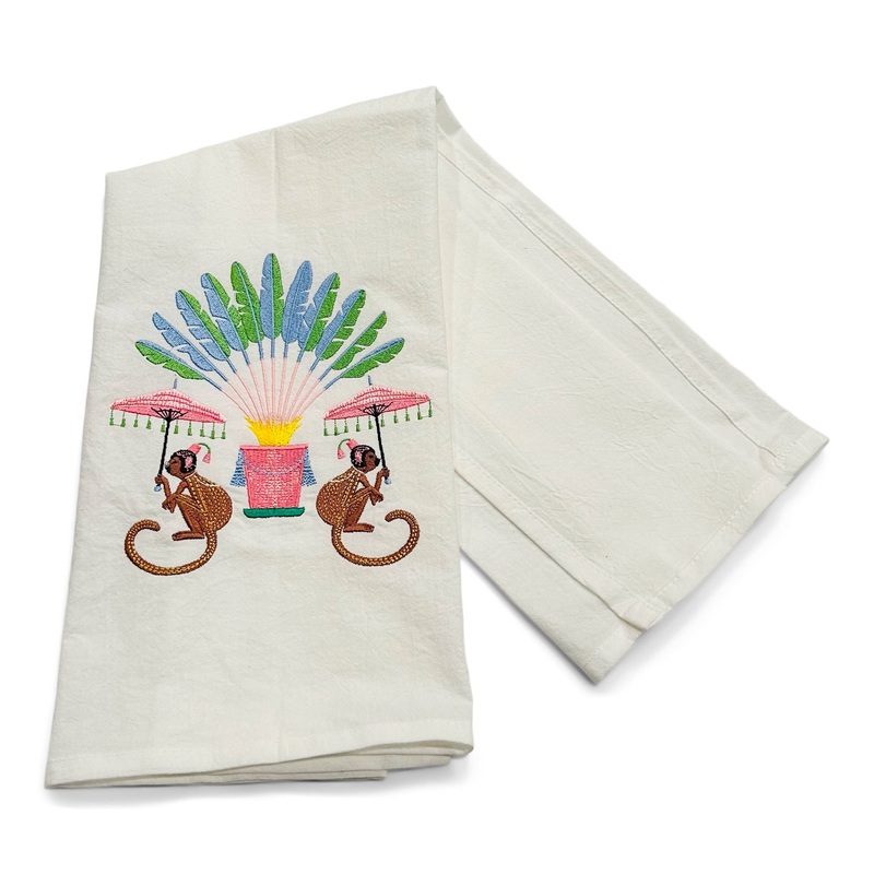 Towel – Monkeys with Palms on White