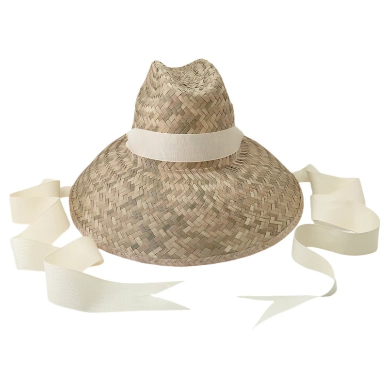 Begonia Sun Hat Long Ivory Grosgrain Ribbon Begonia Ivory