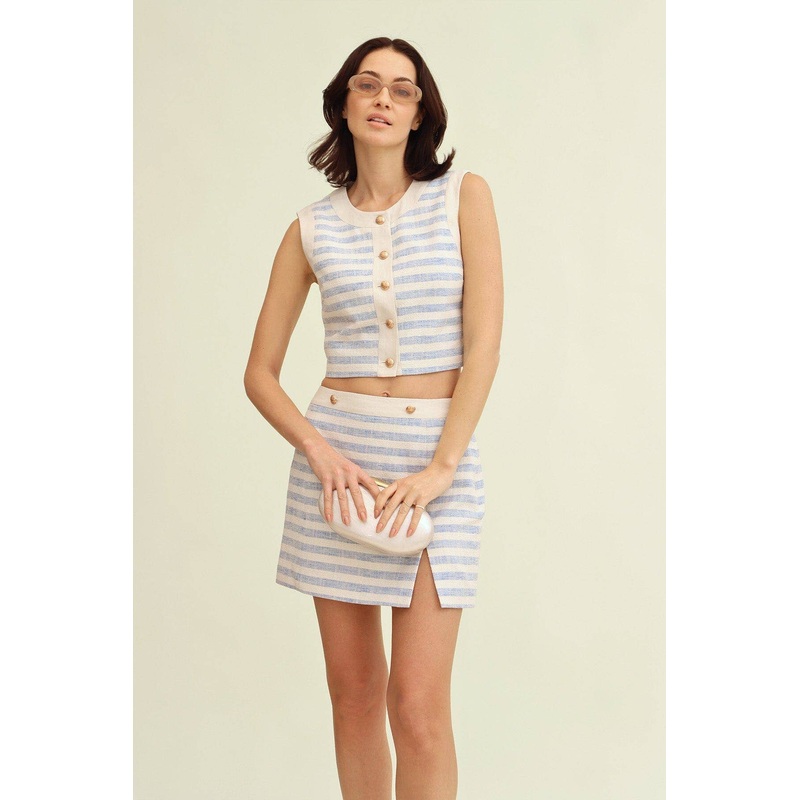 Striped Cotton Blend Vest Top