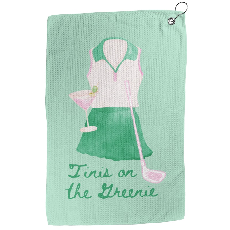 Tinis on the Greenie Golf Towel
