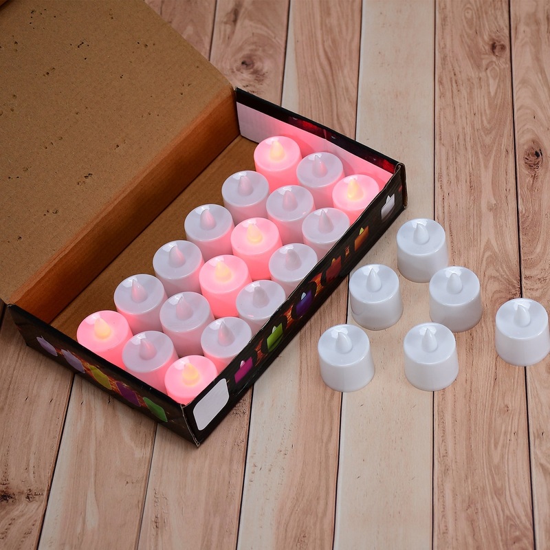 Red LED Tealights  Smokeless Flameless Candles for Home Dcor (24 Pcs)