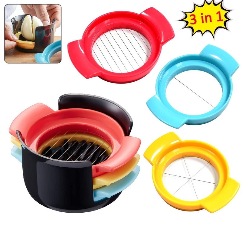 Multifunctional 3-in-1 Egg Cutter – Stainless Steel Slicing Tool with Durable Wires