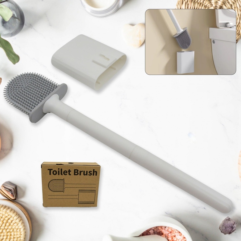 Portable Silicone Toilet Brush  Wall-Mounted, Anti-Drip Cleaner with Non-Slip Handle
