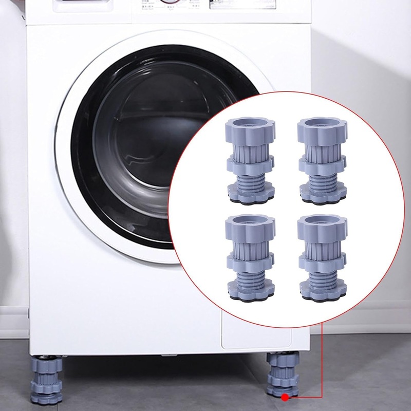 Adjustable Anti-Vibration Washing Machine Support Stand  Non-Slip PVC Lifting Stand (4 Pc Set)