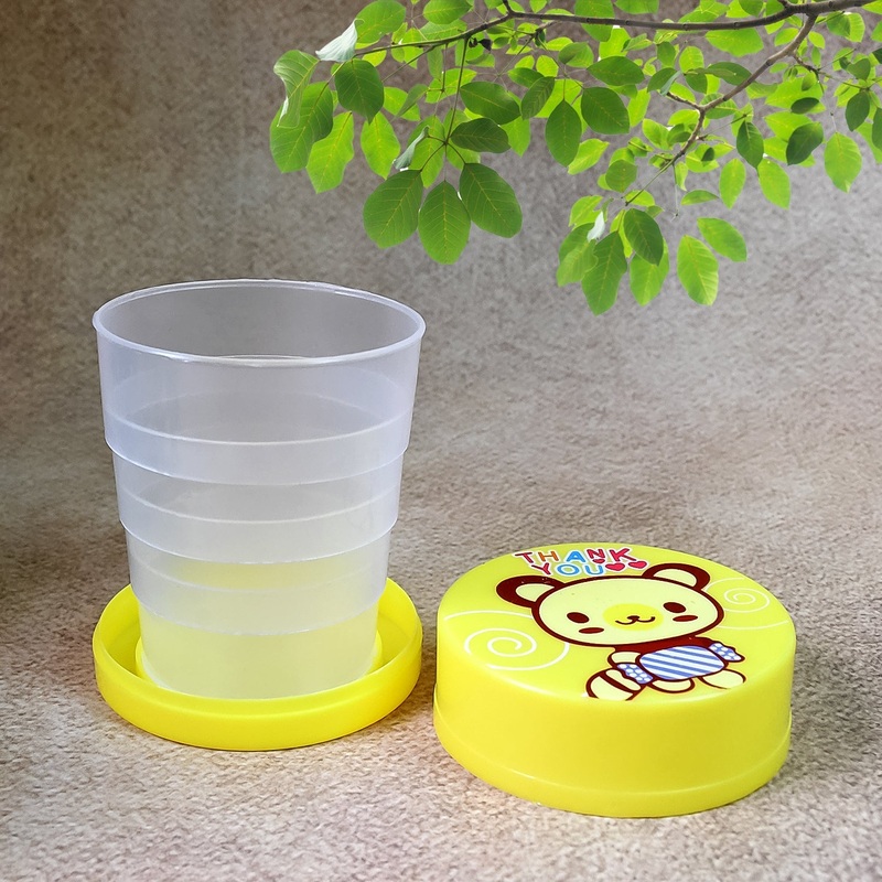Portable Travelling Cup/Tumbler With Lid Folding / Pocket Glass for Travelling, Water Cup for Kids Walker, Folding Camping Cup with Lids Expandable Drinking Cup Folding Cup for Kids, Travel – (Pack of 1)