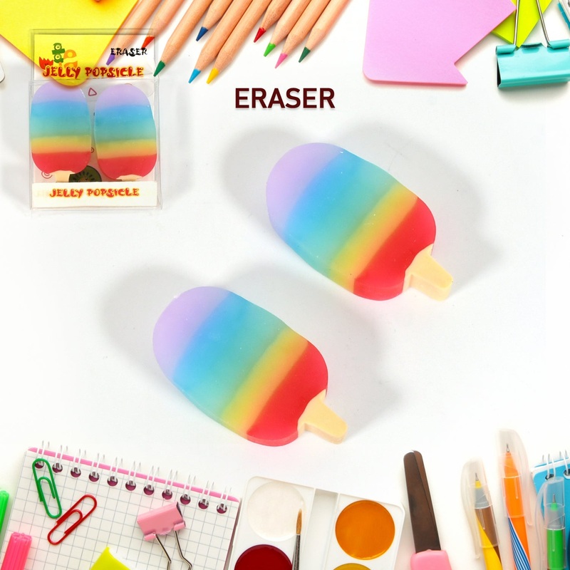 Jelly Popsicle Erasers  Cute & Fancy Mini Erasers for Kids (2 Pc Set, Mix Design)