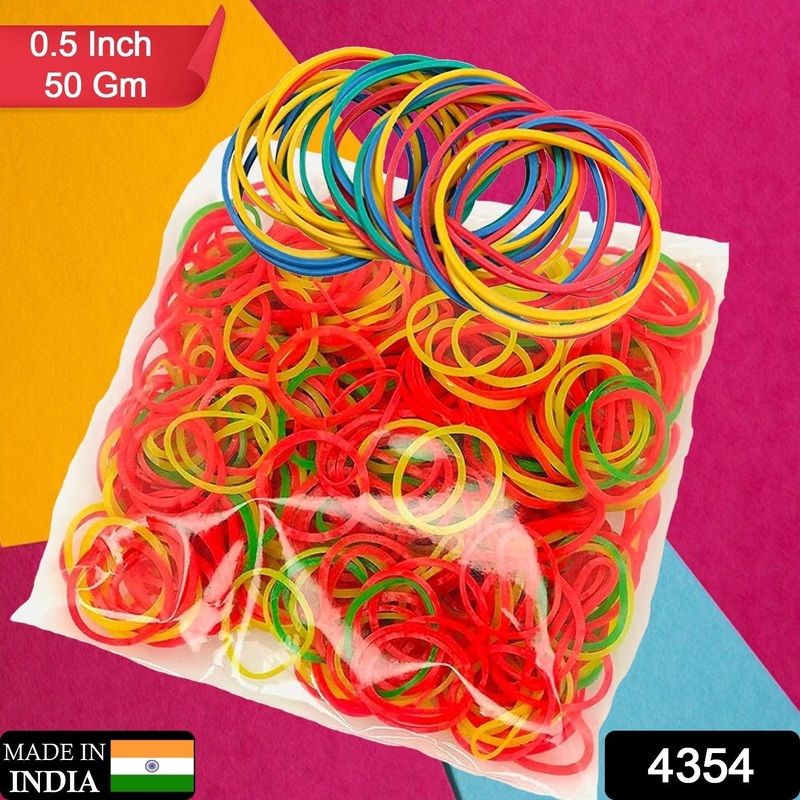 Rubber Band For Office/Home and Kitchen Accessories Item Products, Elastic Rubber Bands, Flexible Reusable Nylon Elastic Unbreakable, For Stationery, School  Multicolor (1 Inch, 50 GM)