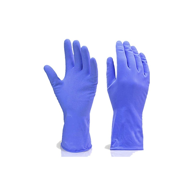 Flock line Reusable Rubber Hand Gloves (Blue) – 1pc