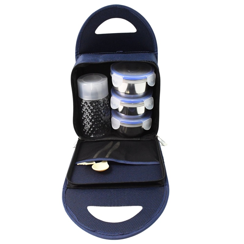Compact Stainless Steel Airtight Lunch Box Set – 4 pcs (3 Leakproof Containers and 1 Bottle)