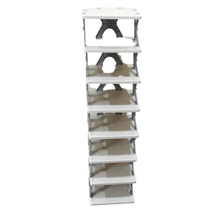 8-Layer Foldable Shoe Rack for Entryway – Heavy Duty Plastic Shoe Organizer