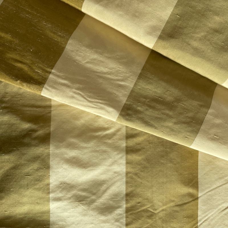Brass and Cream Stripe Dupioni Silk