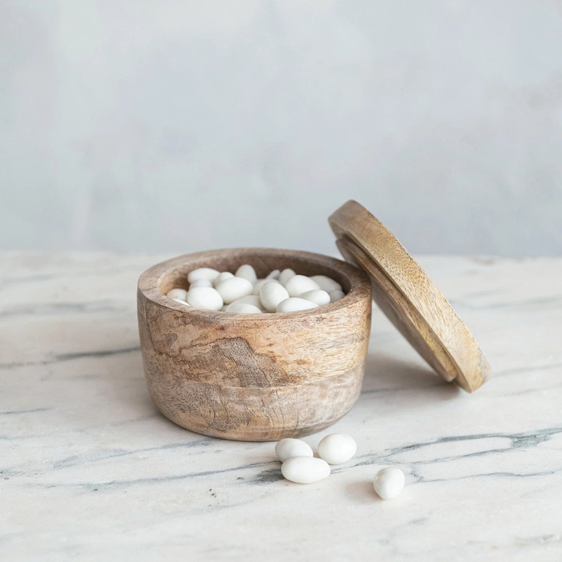 Mango Wood Salt Cellar with Lid