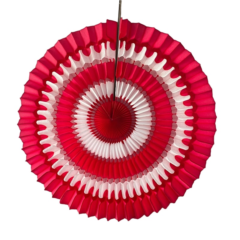 16 Inch Striped Tissue Fan