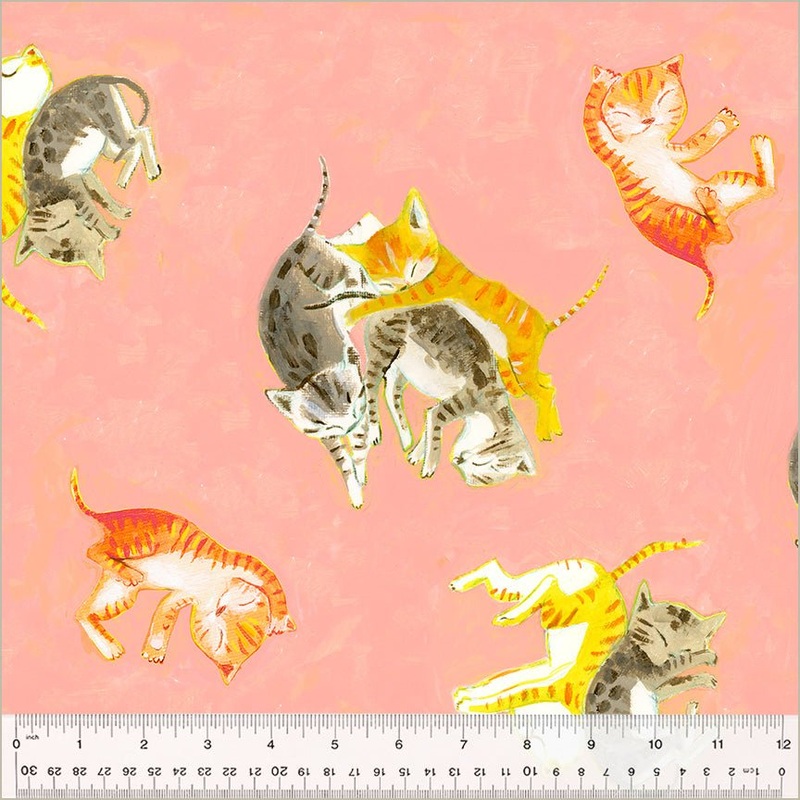 Heather Ross By Hand / Barn Kittens / Salmon