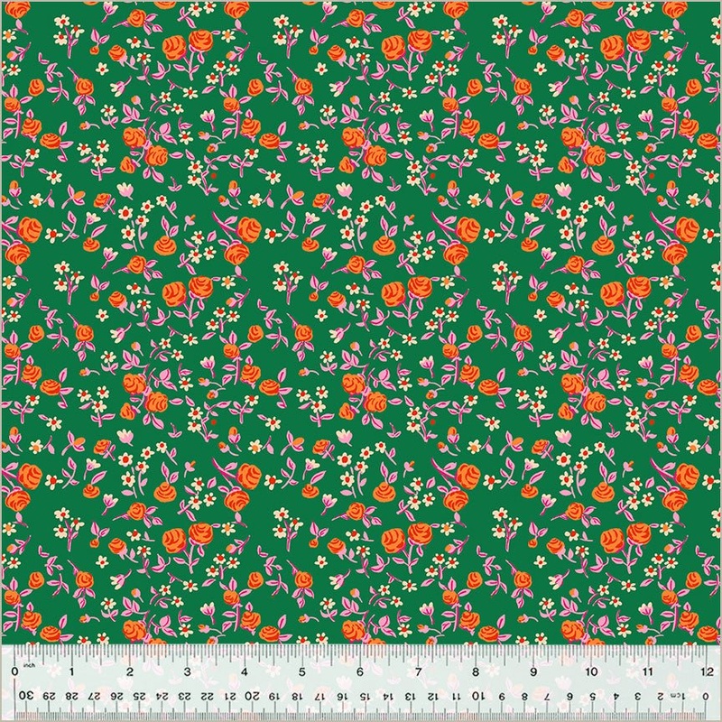 Heather Ross By Hand / Mousy Floral / Emerald