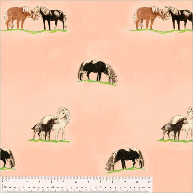 Heather Ross By Hand / Ponies / Peach