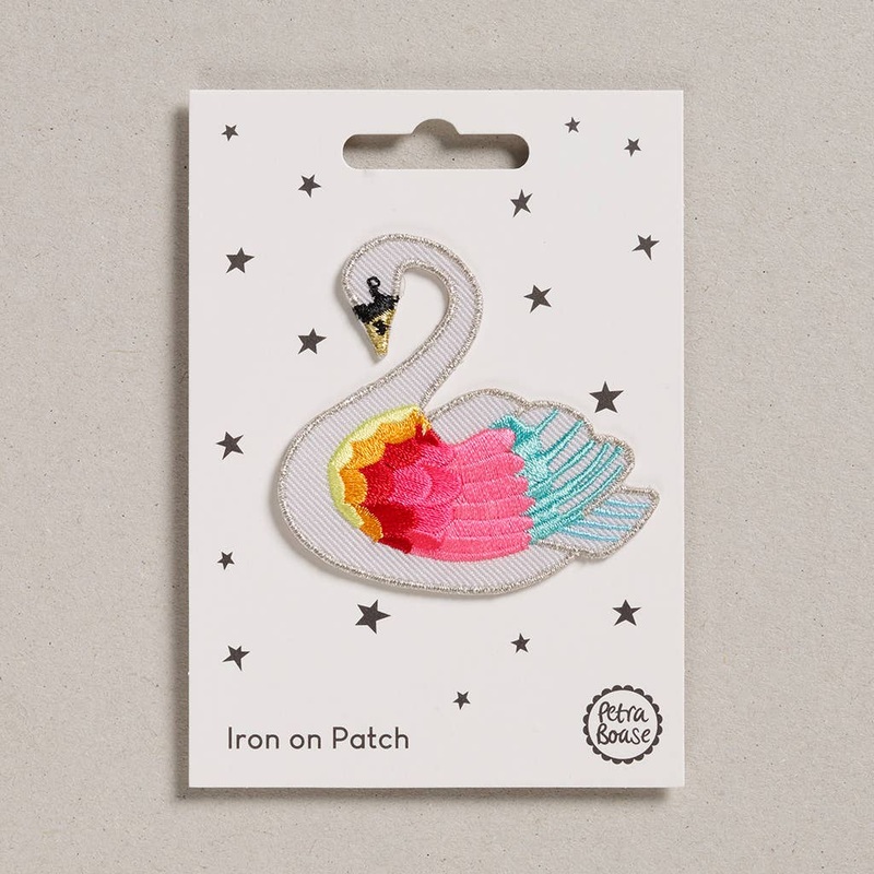 Iron on Rainbow Swan Patch